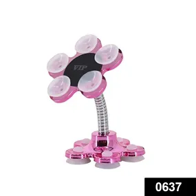 0637 -360 Rotatable Flower Shape Cellphone Holder Car & Mount Sucker Stand (Multicolored With Box))