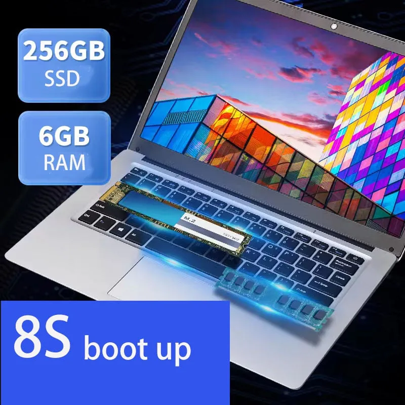 2022 New 14 inch Windows 10 Portable Laptop Computer for Office &amp; School WiFi Bluetooth Camera USB 3.0 Gaming Netbook Laptops