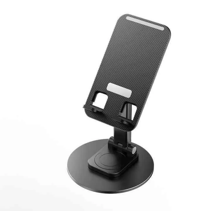 360° Rotatable & Portable Tabletop Mobile Stand with Stable Metalic Base (BLack)