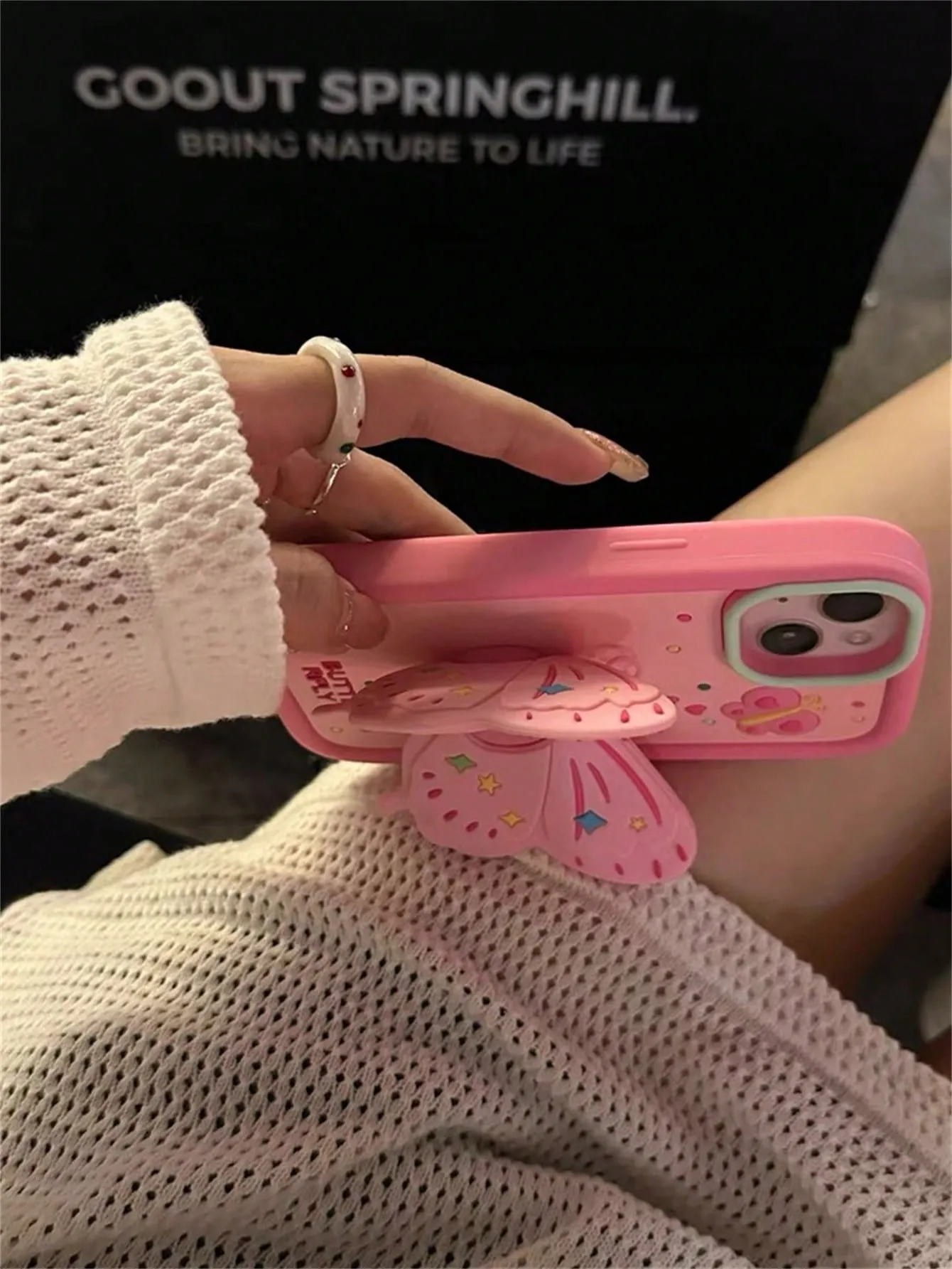 3d Cute Pink Butterfly Design Case With Stand Holder, Compatible With Iphone 14 / 12 Pro Max / 11 / Silicon 13 (For Women) Compatible With IPhone15/15Plus/15Pro/15Promax Kawaii