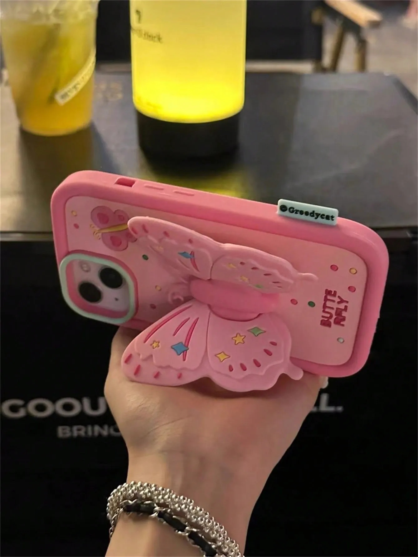 3d Cute Pink Butterfly Design Case With Stand Holder, Compatible With Iphone 14 / 12 Pro Max / 11 / Silicon 13 (For Women) Compatible With IPhone15/15Plus/15Pro/15Promax Kawaii