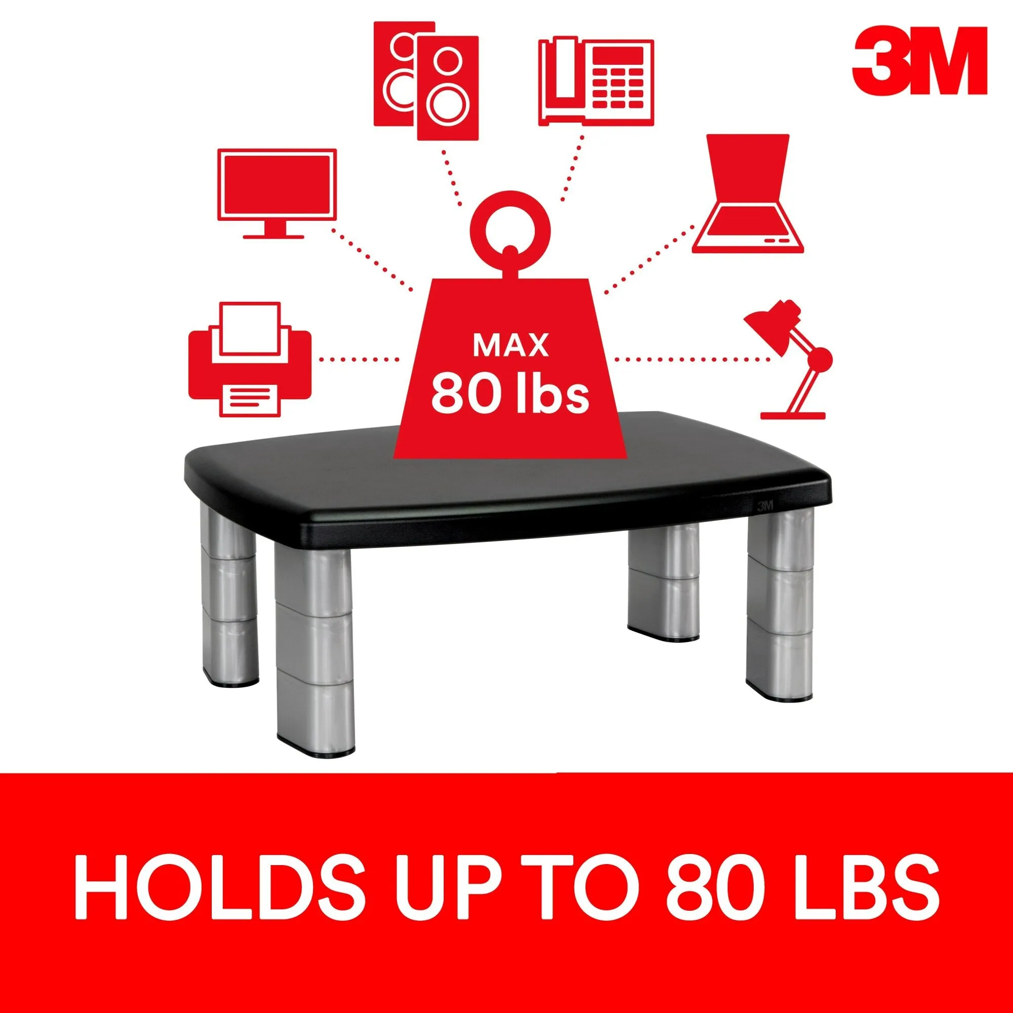 3M Adjustable Monitor Stand MS80B