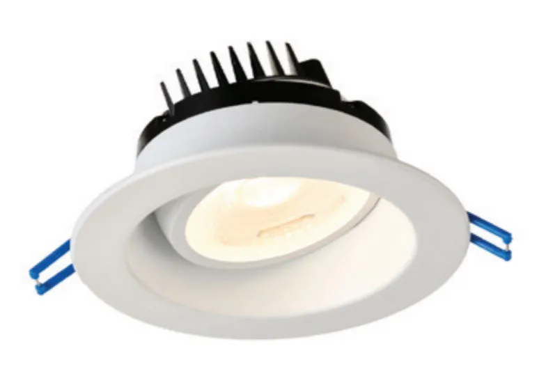 4 Inch Round Regressed Gimbal LED Downlight - High Output -15 Watt - 3500 Kelvin - White Trim - 38 Degree Wide Beam- 20 Degree Tilt - 360 Degree Rotation - 1250 Lumen - Type IC Air-Tight Wet ES CRI 90 