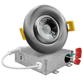 4" Inch Brushed Nickel Gimbal Recessed Light Canless LED Lighting - Damp Rated - 5CCT 2700K-5000K - 750LM