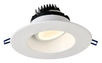 6 Inch Round Regressed Gimbal LED Downlight 15 Watt - 5000 Kelvin - White Trim - 35 Degree Beam Spread - 1400 Lumen - Type IC Air-Tight Wet ES CRI 90 