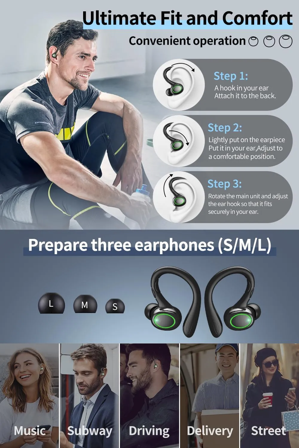 60H Wireless Earbuds Bluetooth 5.3, ANC, IPX6, Sports, Workout