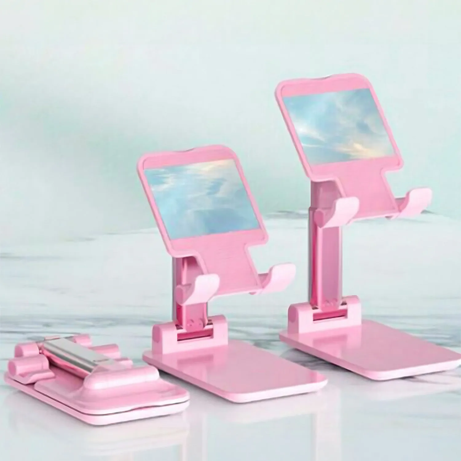 6636A DESKTOP CELL PHONE STAND PHONE HOLDER WITH MIRROR FULL 3-WAY ADJUSTABLE PHONE STAND FOR DESK HEIGHT   ANGLES PERFECT AS DESK ORGANIZERS AND ACCESSORIES