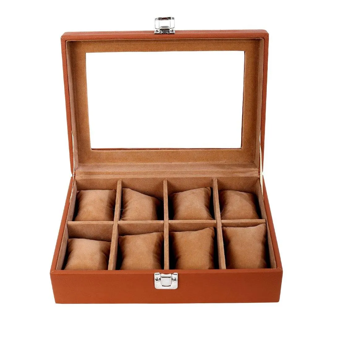 8 Slot Unisex Sleek Watch Organizer Box With Viewing Window