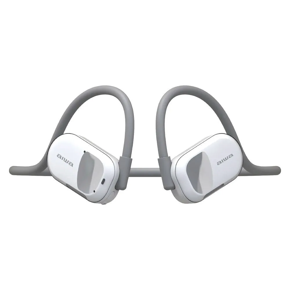 Aiwa Open-Ear Sports Bluetooth Wireless USB-C Headphones with Mic (White)