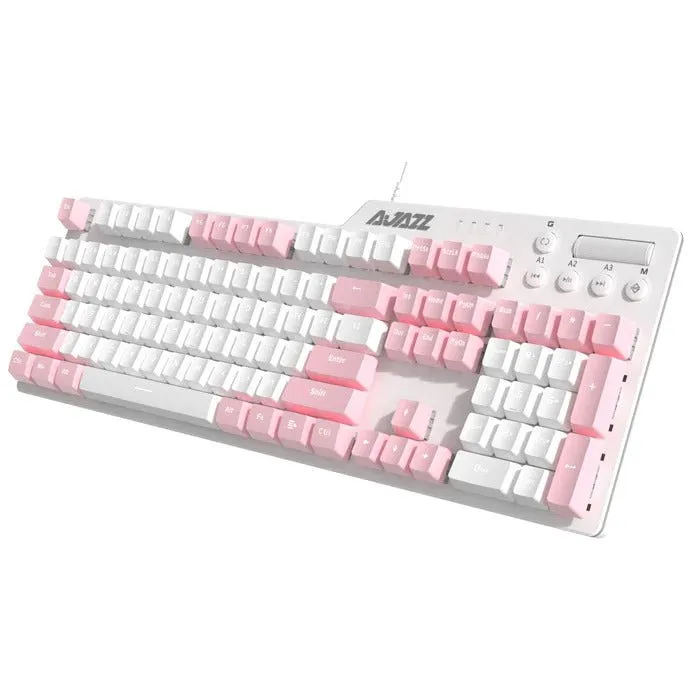 Ajazz AK35i Pink and White Mechanical keyboard White lights Hot Swappable (Blue switch)