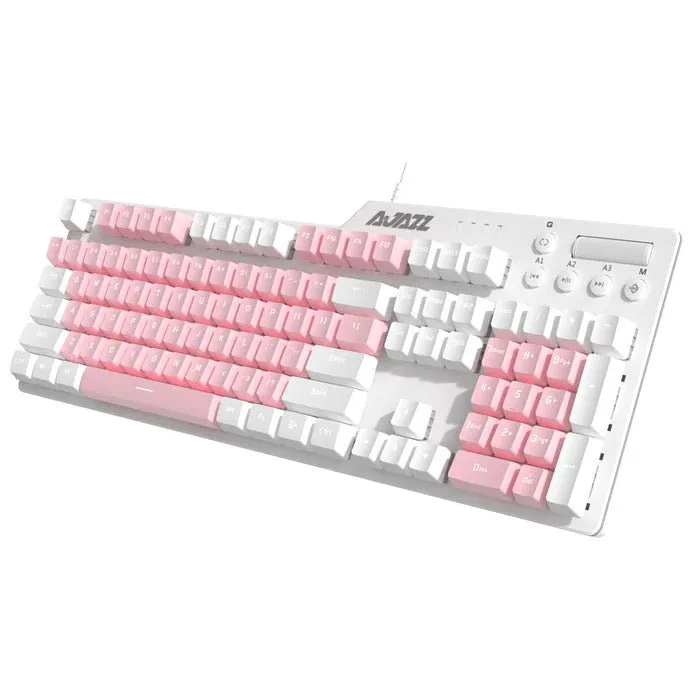 Ajazz AK35i Pink and White Mechanical keyboard White lights Hot Swappable (Blue switch)