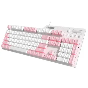 Ajazz AK35i Pink and White Mechanical keyboard White lights Hot Swappable (Blue switch)