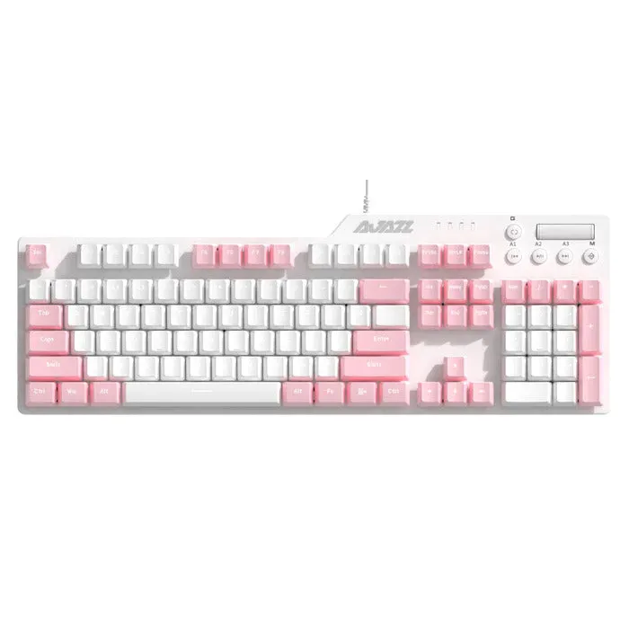 Ajazz AK35i Pink and White Mechanical keyboard White lights Hot Swappable (Blue switch)