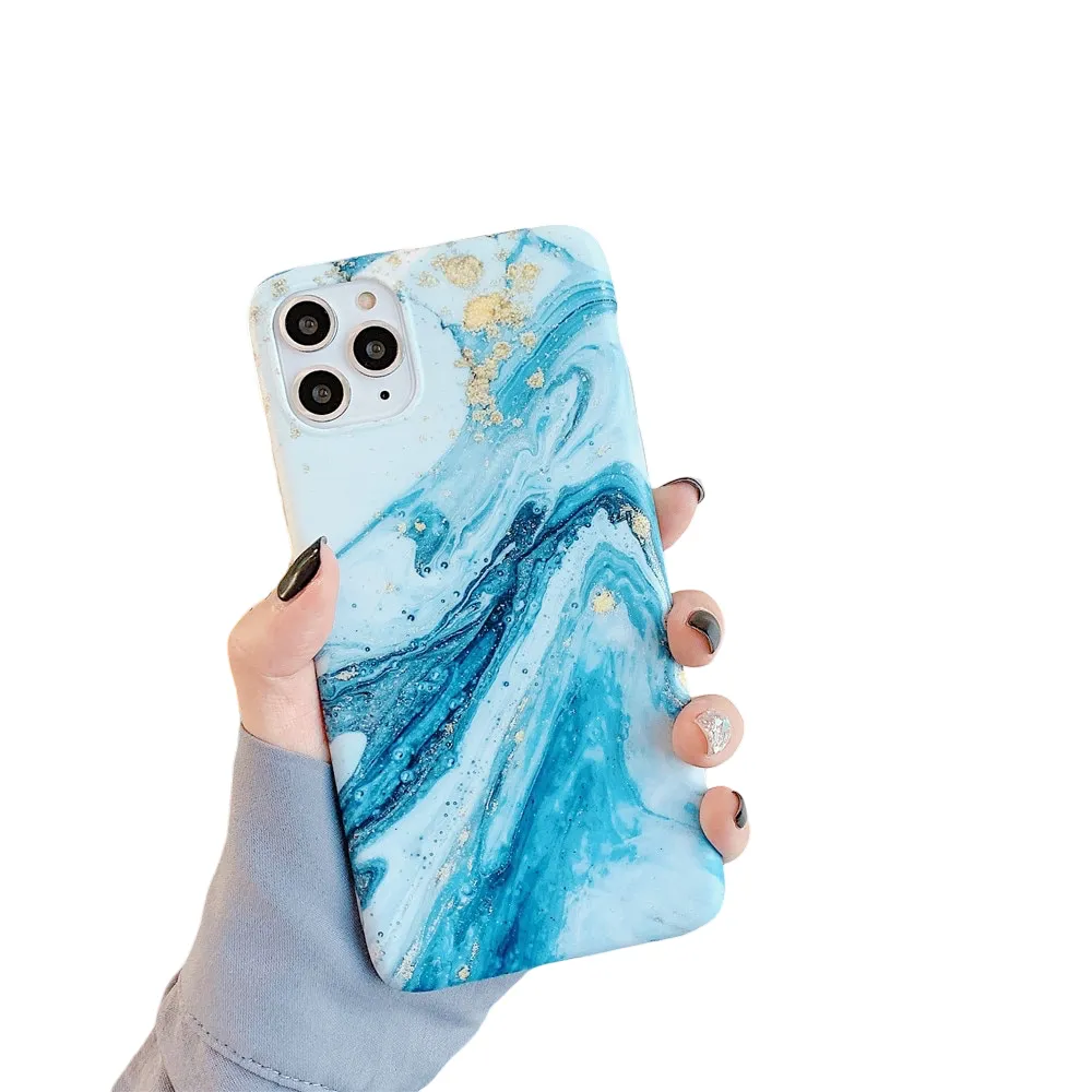 Anymob iPhone Case Ocean Blue Holder Stand Marble Back Silicon Phone Cover