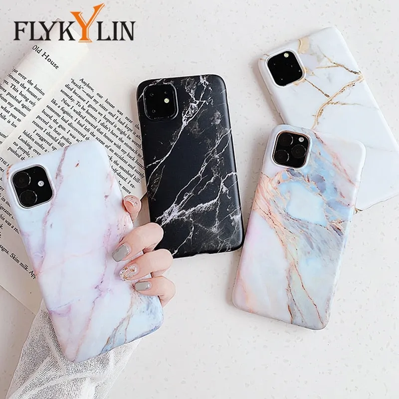 Anymob iPhone Case Ocean Blue Holder Stand Marble Back Silicon Phone Cover