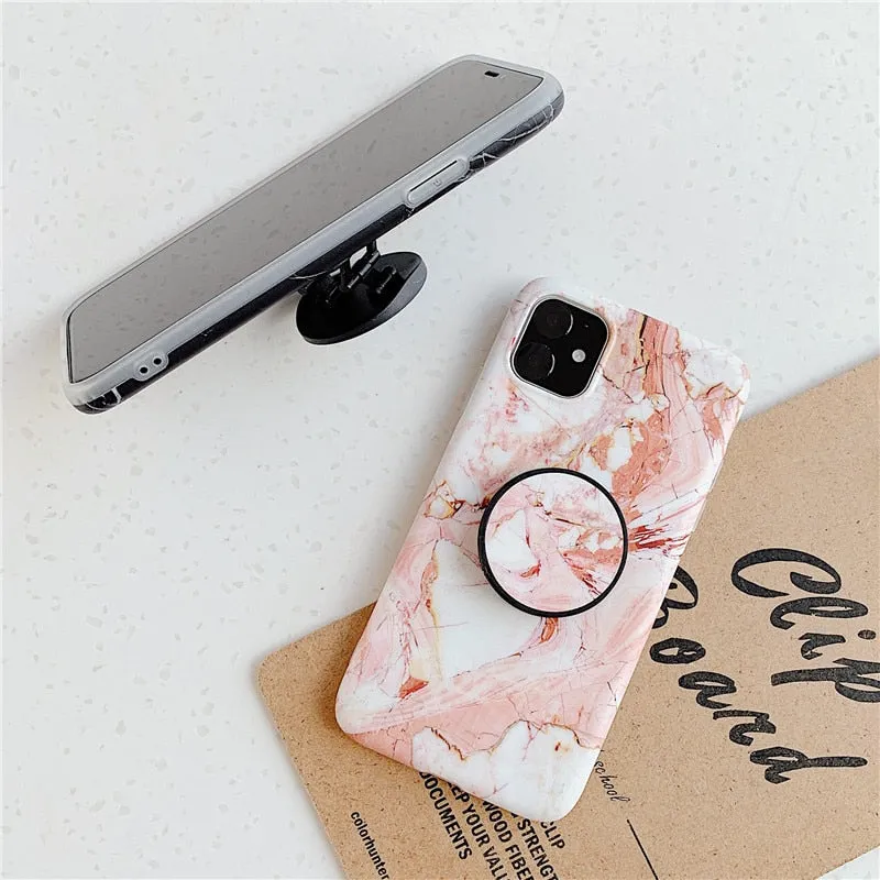 Anymob iPhone Case Ocean Blue Holder Stand Marble Back Silicon Phone Cover