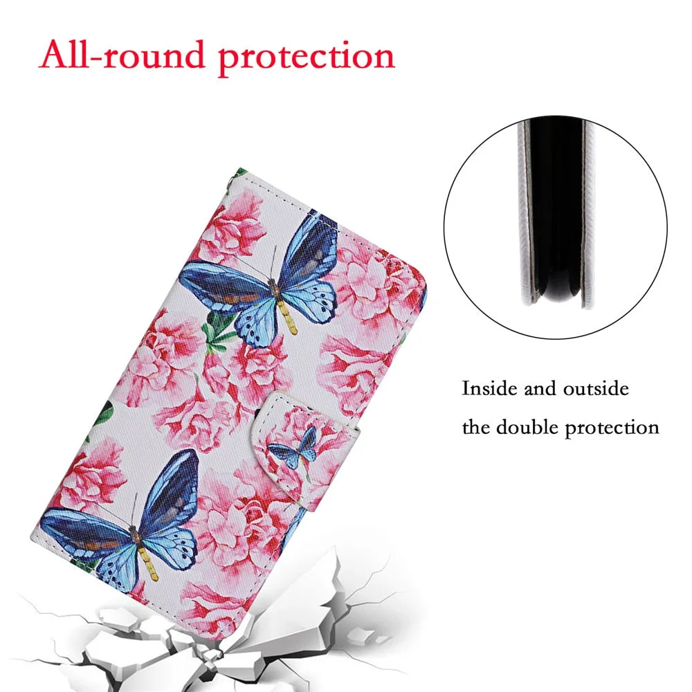 Anymob Samsung Graffiti Butterfly Flip Wallet Phone Case Leather Stand Function Cover