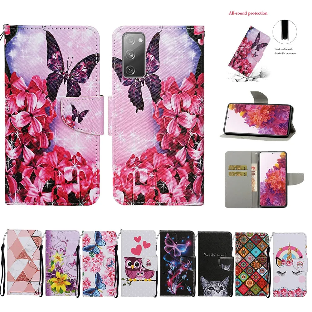 Anymob Samsung Graffiti Butterfly Flip Wallet Phone Case Leather Stand Function Cover