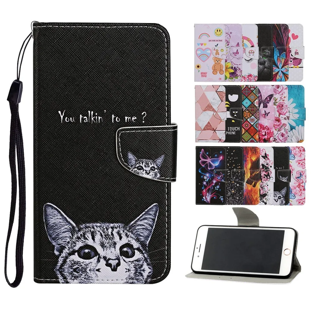 Anymob Samsung Peeking Kitty Phone Cases Leather Flip Stand Cover