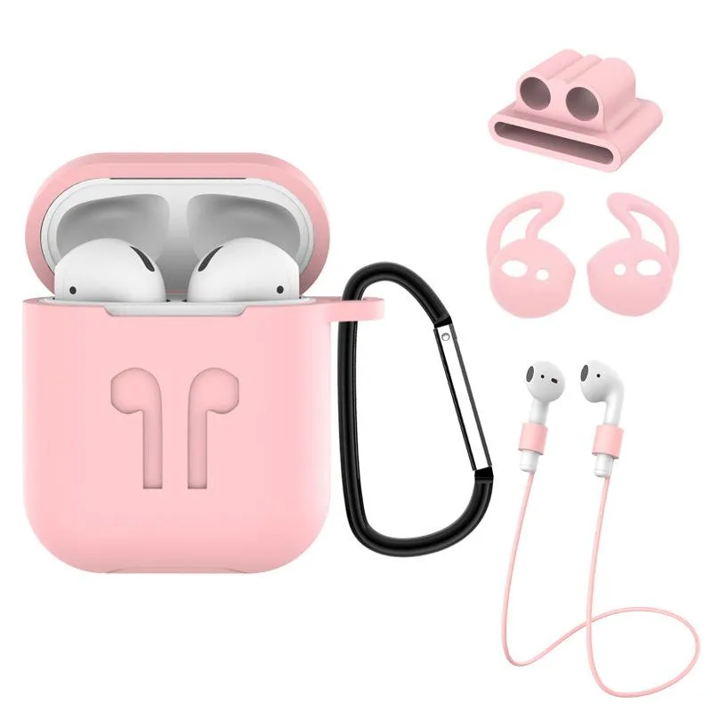 Apple AirPods 1 & 2 Strong Case Gear Bundle 5 in 1 Combo Accessories