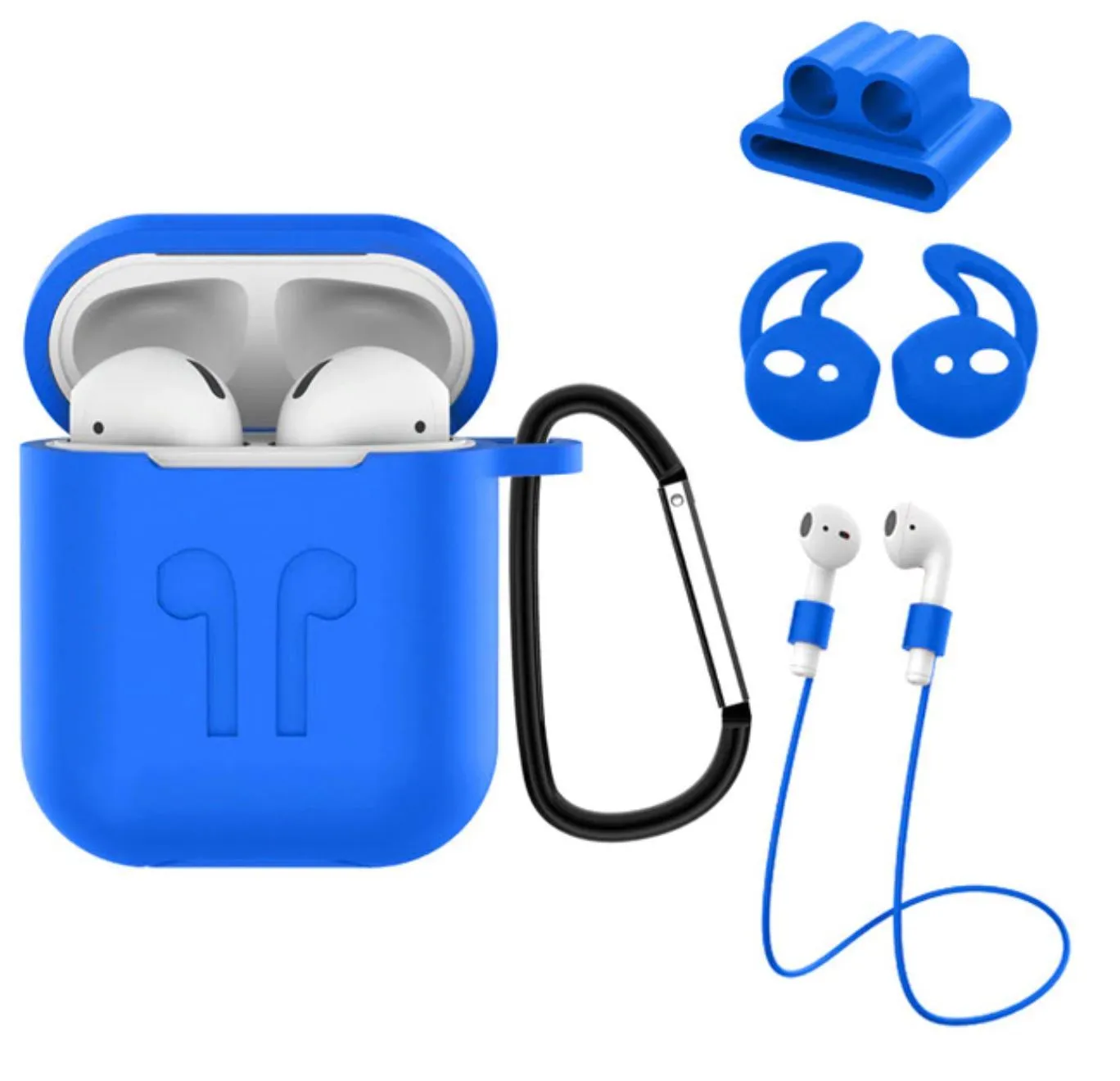 Apple AirPods 1 & 2 Strong Case Gear Bundle 5 in 1 Combo Accessories