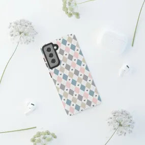 Argyle Pastel Plaid and Butterflies print design Tough Phone Case compatible with a large variety of Samsung models