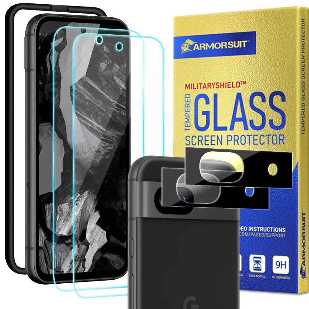 ArmorSuit 2 2 Pack for Google Pixel 8a Screen Protector   Camera Lens Protector Case Friendly 9H  HD Tempered Glass (w/ Alignment Tool)