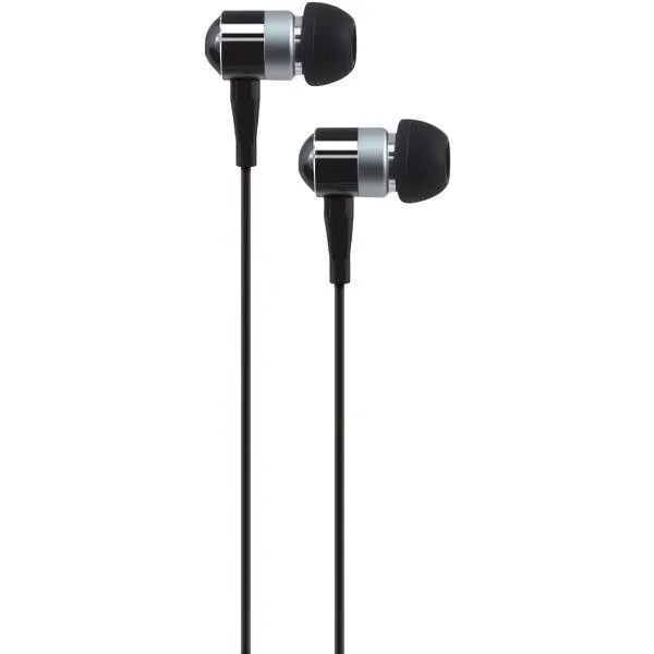 AT&T PEBM02-BLK PEBM02 In-Ear Aluminum Stereo Earbuds with Microphone (Black)