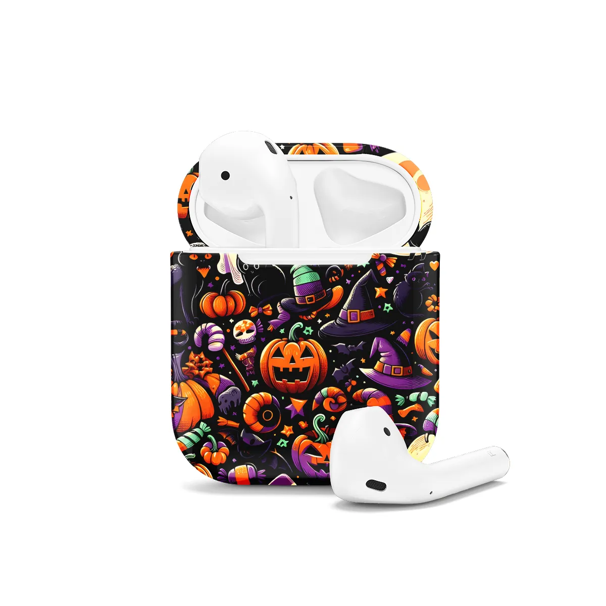 Autumn Halloween Pumpkin Ghost Witchy Bat Cat AirPods Case AirPods Pro AirPods Pro 2 AirPods 3 AirPods 2 Glossy 1679