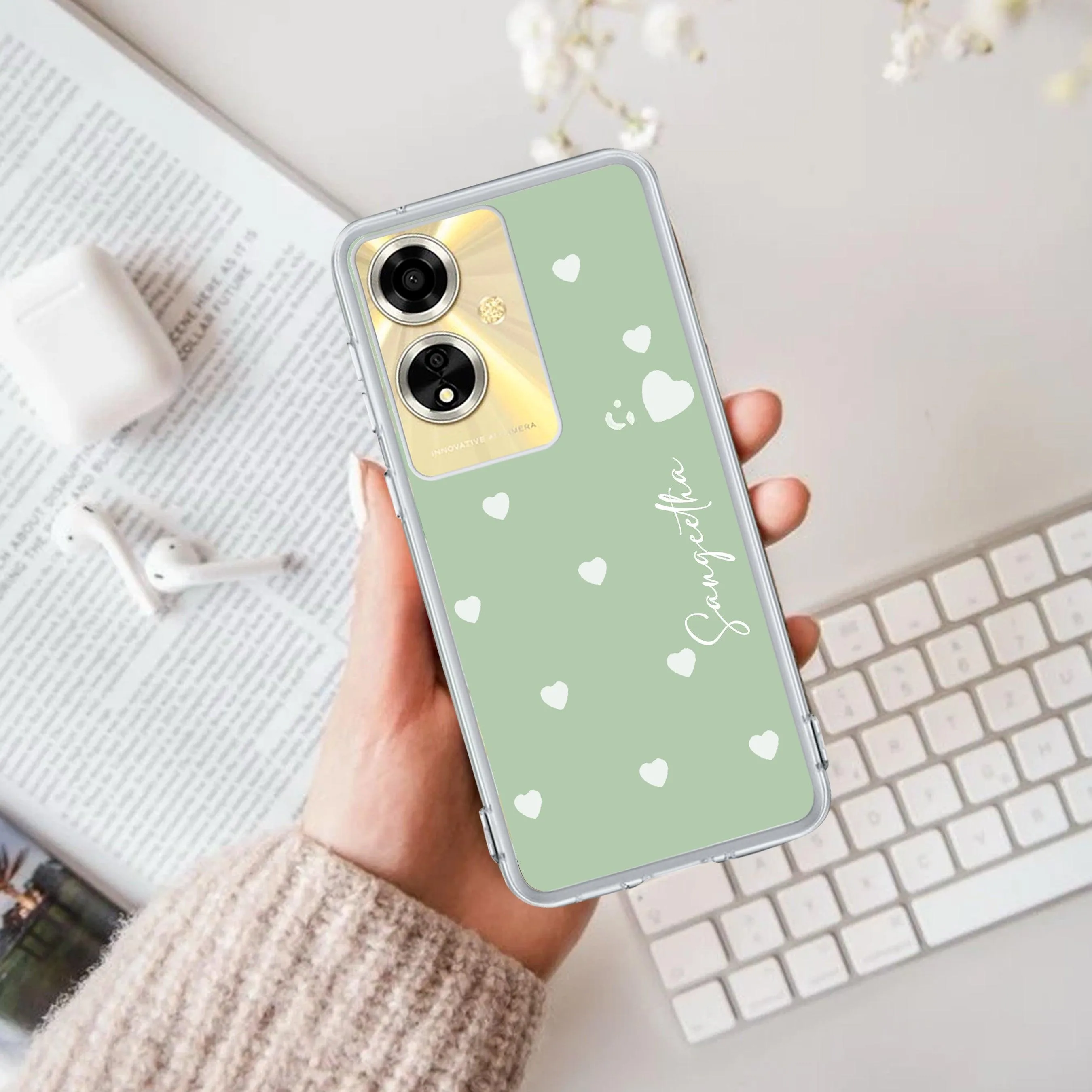 Be Loved Customize Transparent Silicon Case Mint Green For Oppo