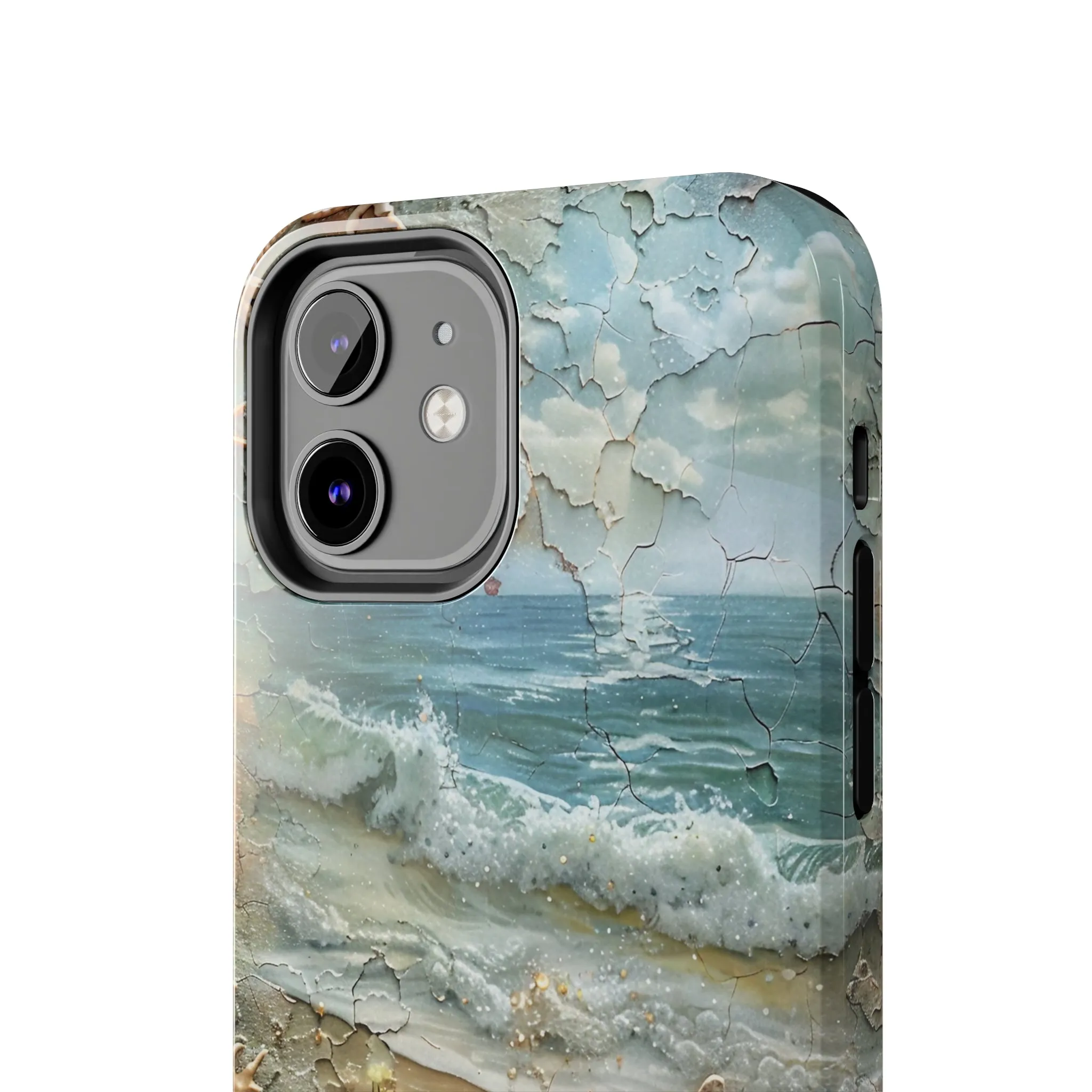 Beach Inspired iPhone Case, Ocean Waves Starfish Shell Art, Protective Phone Cover, Unique Coastal Design, Trendy Sea Life Accessory, Tough iPhone Case