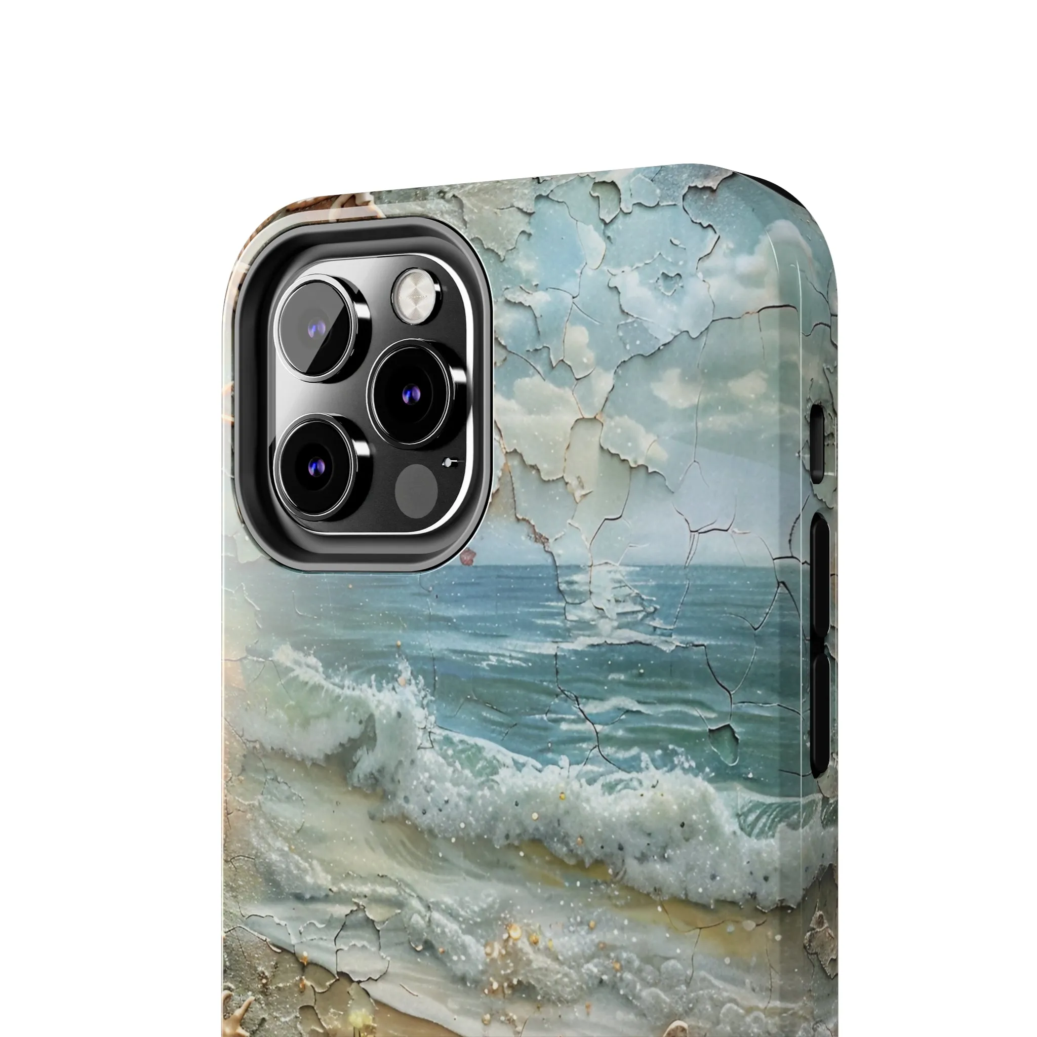 Beach Inspired iPhone Case, Ocean Waves Starfish Shell Art, Protective Phone Cover, Unique Coastal Design, Trendy Sea Life Accessory, Tough iPhone Case