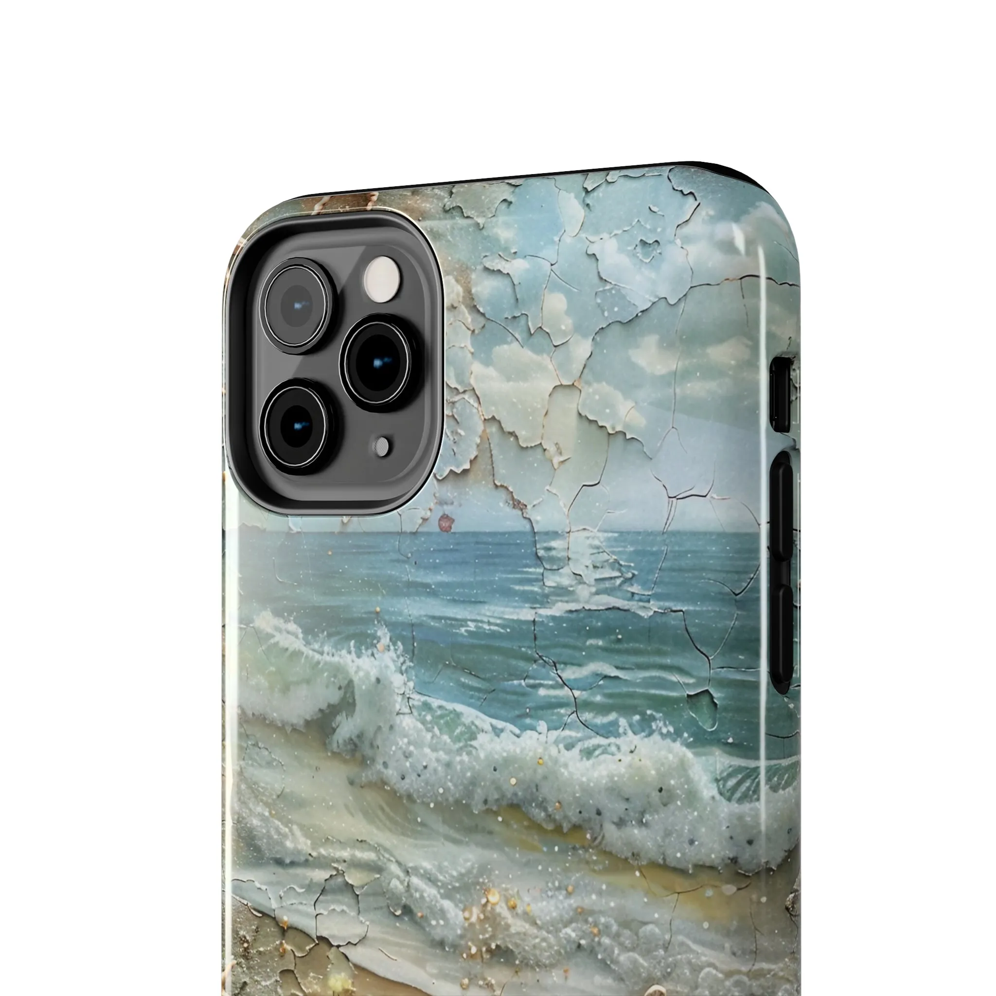 Beach Inspired iPhone Case, Ocean Waves Starfish Shell Art, Protective Phone Cover, Unique Coastal Design, Trendy Sea Life Accessory, Tough iPhone Case