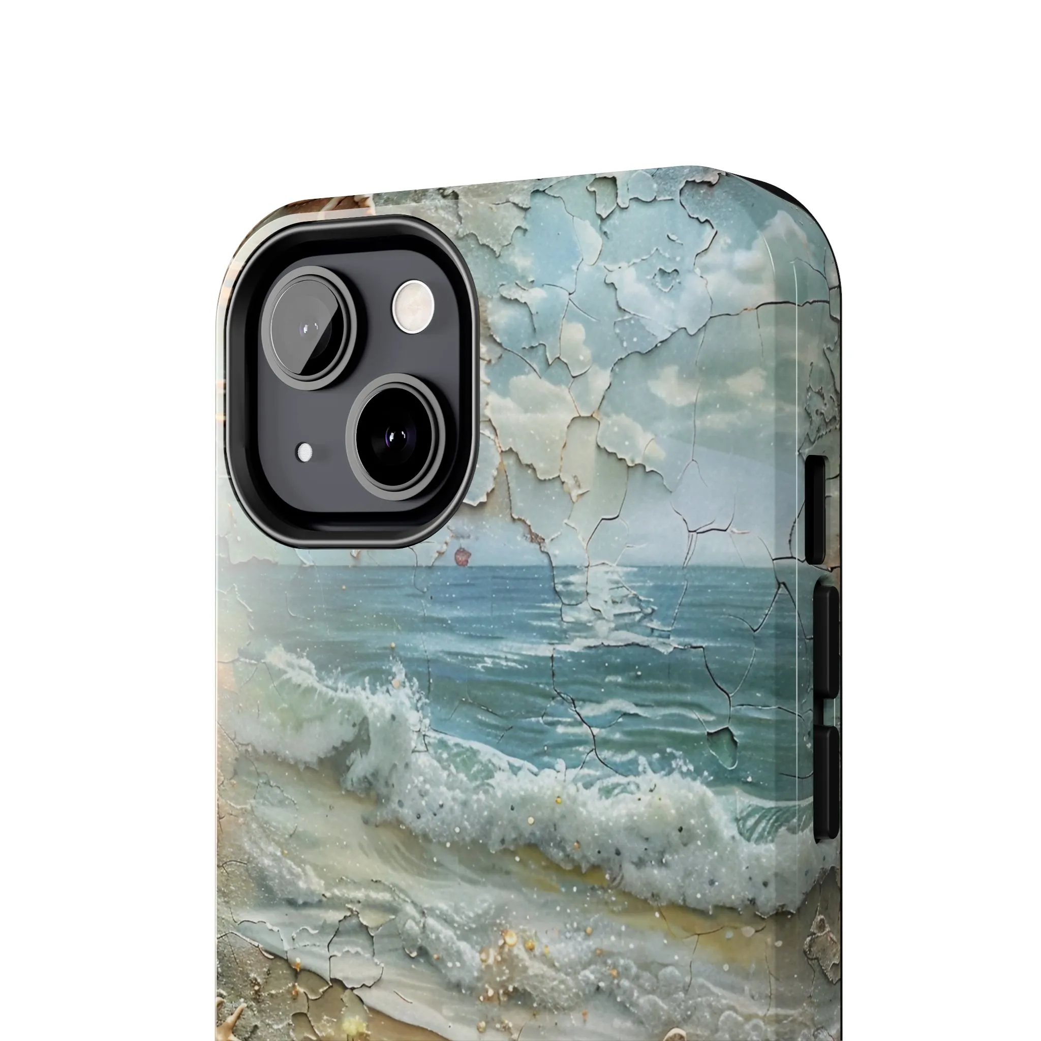 Beach Inspired iPhone Case, Ocean Waves Starfish Shell Art, Protective Phone Cover, Unique Coastal Design, Trendy Sea Life Accessory, Tough iPhone Case