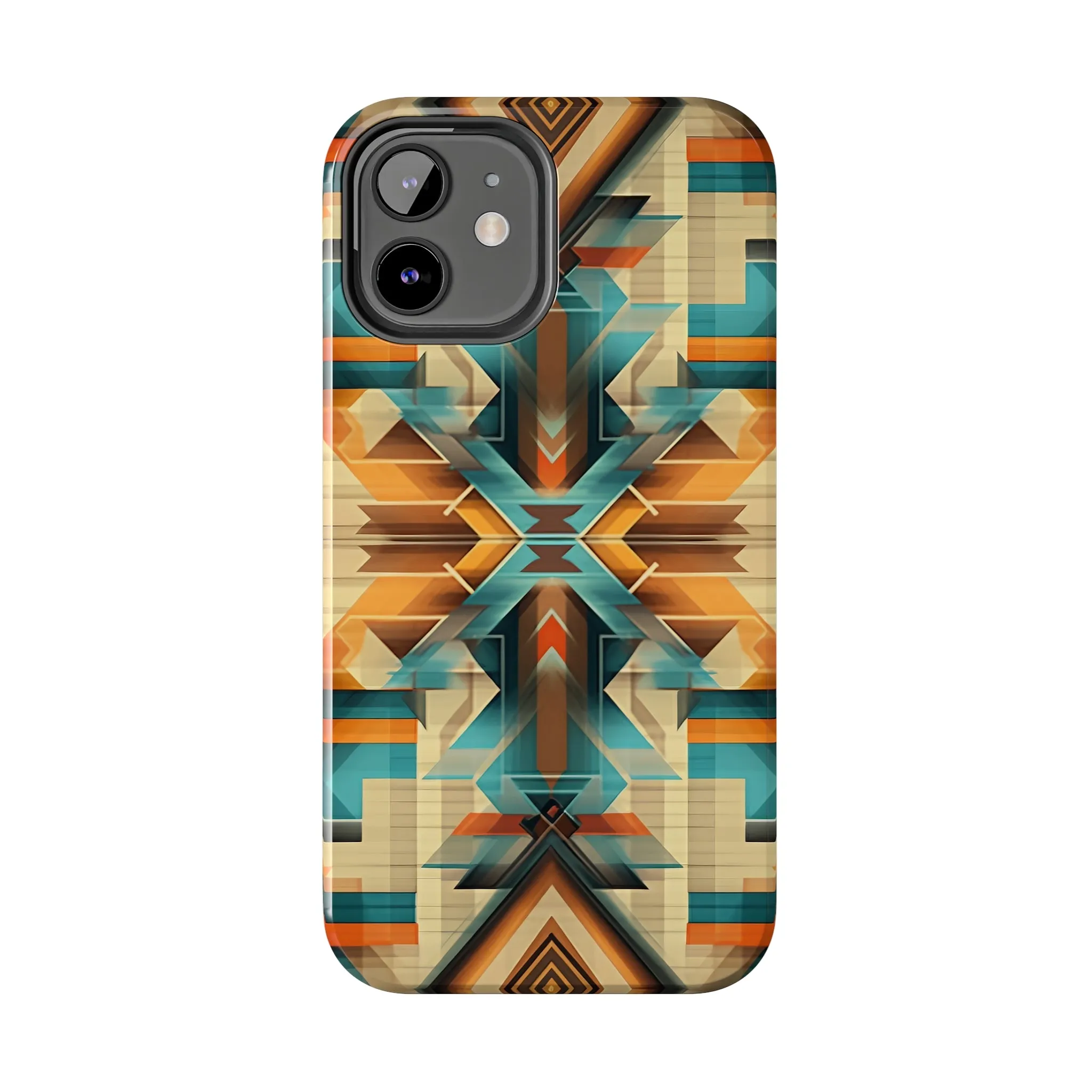 Beautiful Blue and Cream Native American Pattern Design Tough Phone Case compatible with a large variety of iPhone models, Gift, Phone Case