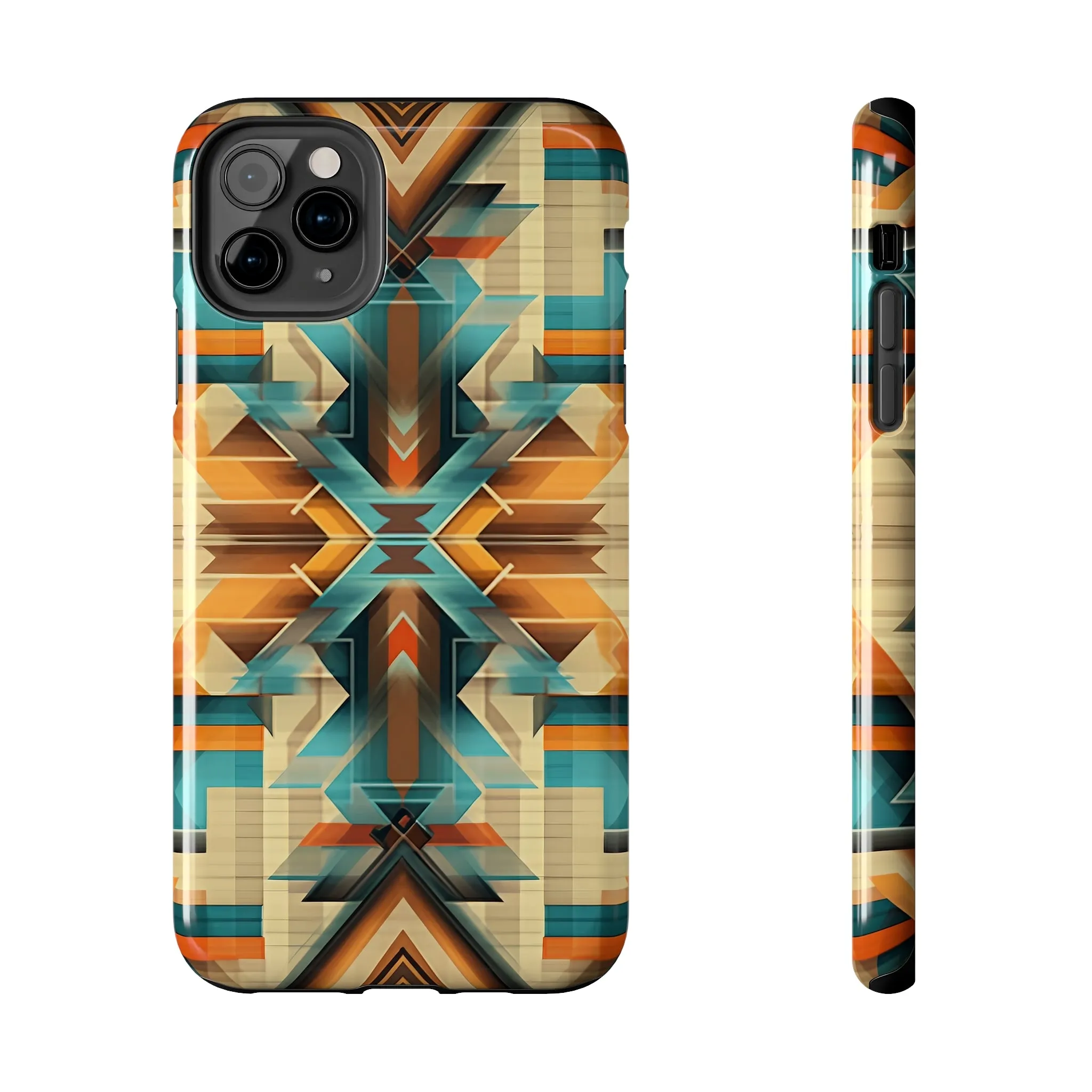 Beautiful Blue and Cream Native American Pattern Design Tough Phone Case compatible with a large variety of iPhone models, Gift, Phone Case