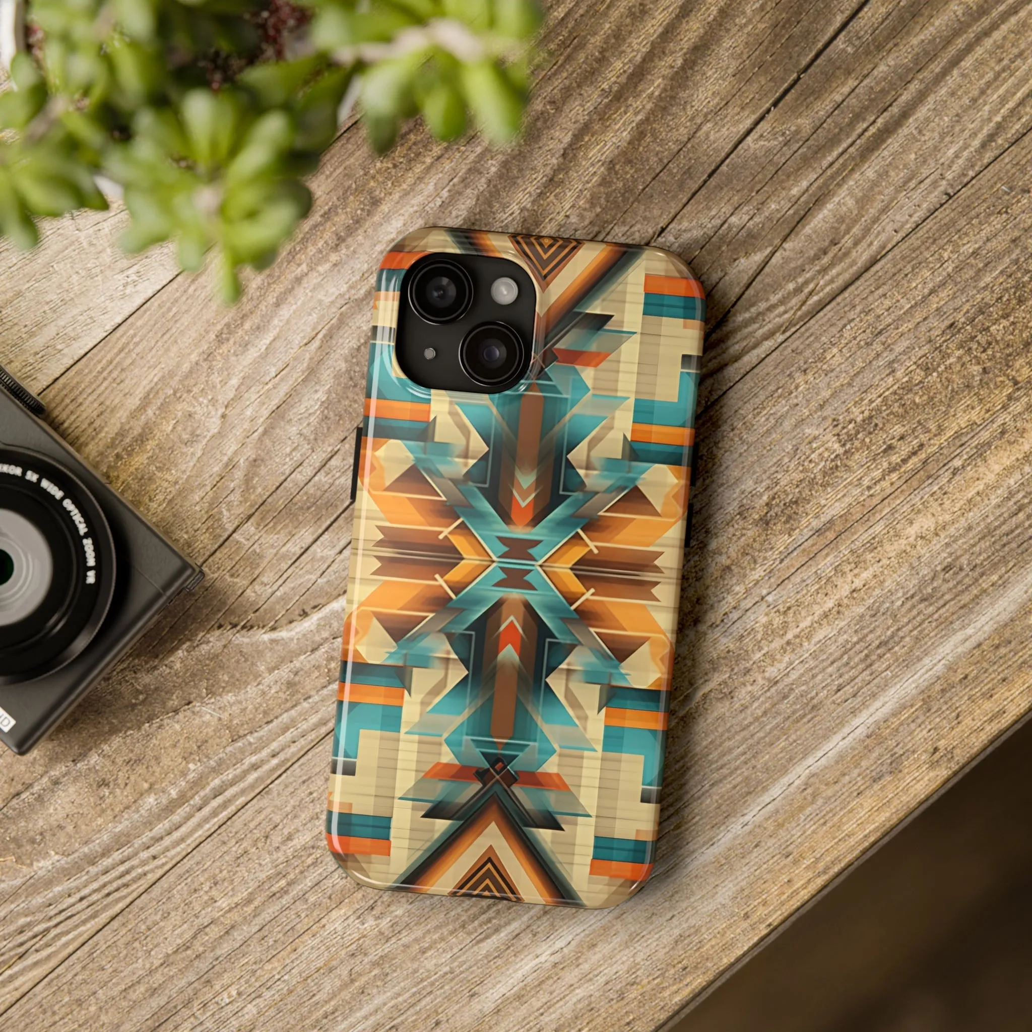 Beautiful Blue and Cream Native American Pattern Design Tough Phone Case compatible with a large variety of iPhone models, Gift, Phone Case