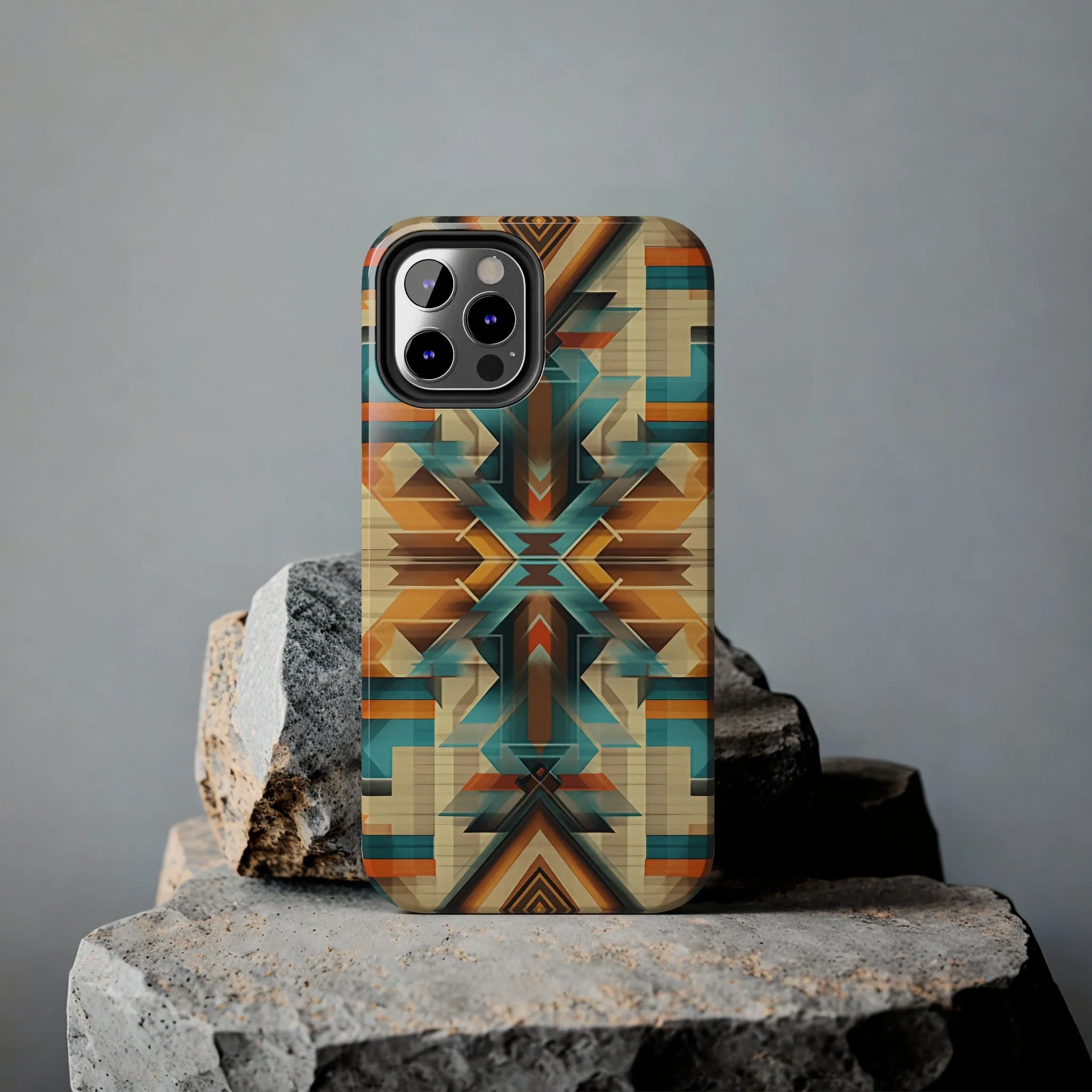 Beautiful Blue and Cream Native American Pattern Design Tough Phone Case compatible with a large variety of iPhone models, Gift, Phone Case