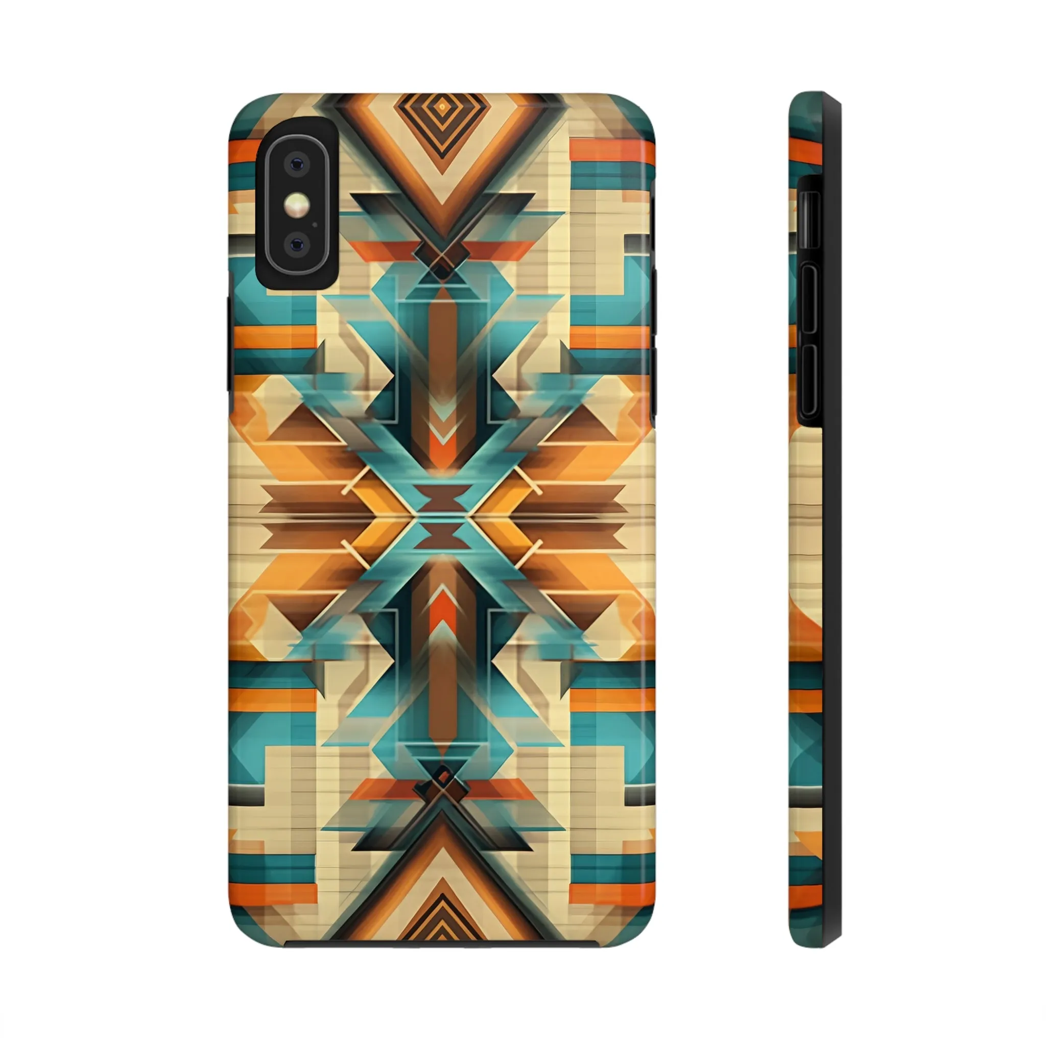 Beautiful Blue and Cream Native American Pattern Design Tough Phone Case compatible with a large variety of iPhone models, Gift, Phone Case