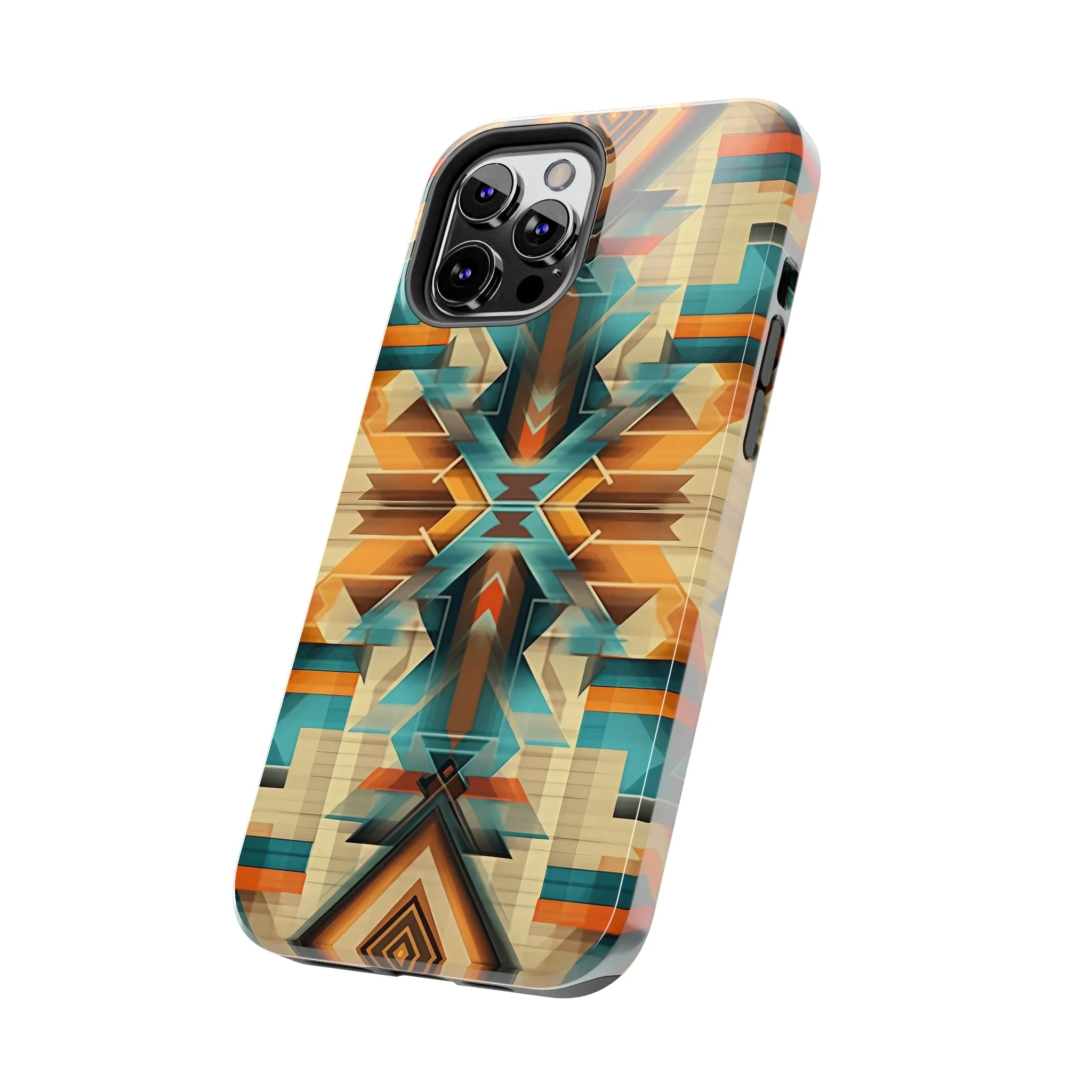 Beautiful Blue and Cream Native American Pattern Design Tough Phone Case compatible with a large variety of iPhone models, Gift, Phone Case