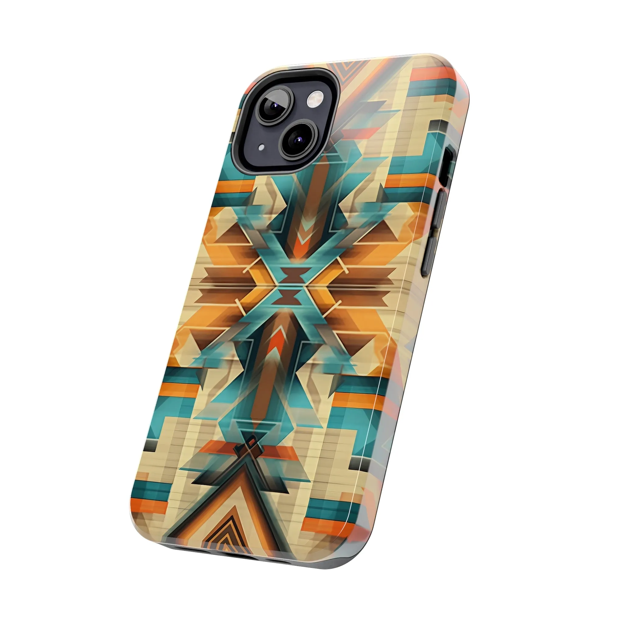 Beautiful Blue and Cream Native American Pattern Design Tough Phone Case compatible with a large variety of iPhone models, Gift, Phone Case