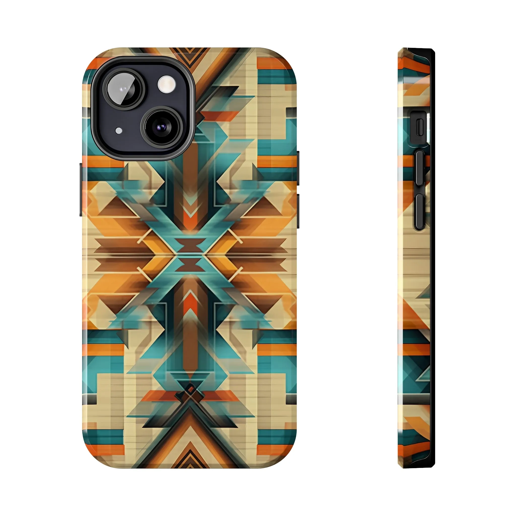 Beautiful Blue and Cream Native American Pattern Design Tough Phone Case compatible with a large variety of iPhone models, Gift, Phone Case