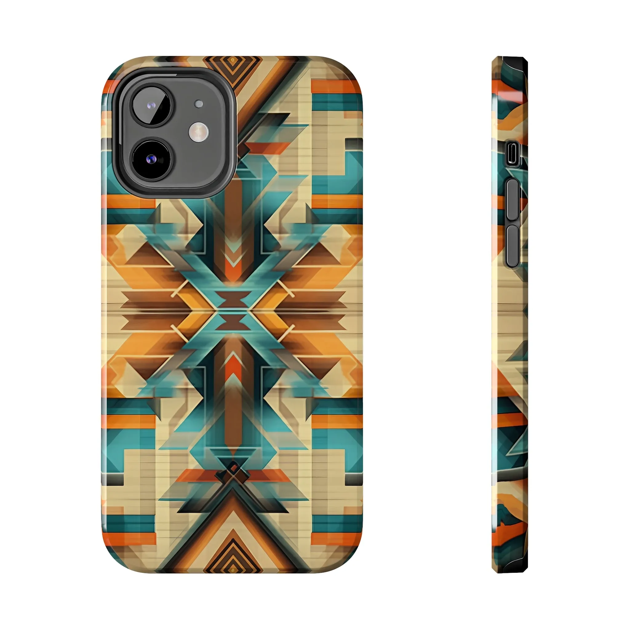 Beautiful Blue and Cream Native American Pattern Design Tough Phone Case compatible with a large variety of iPhone models, Gift, Phone Case