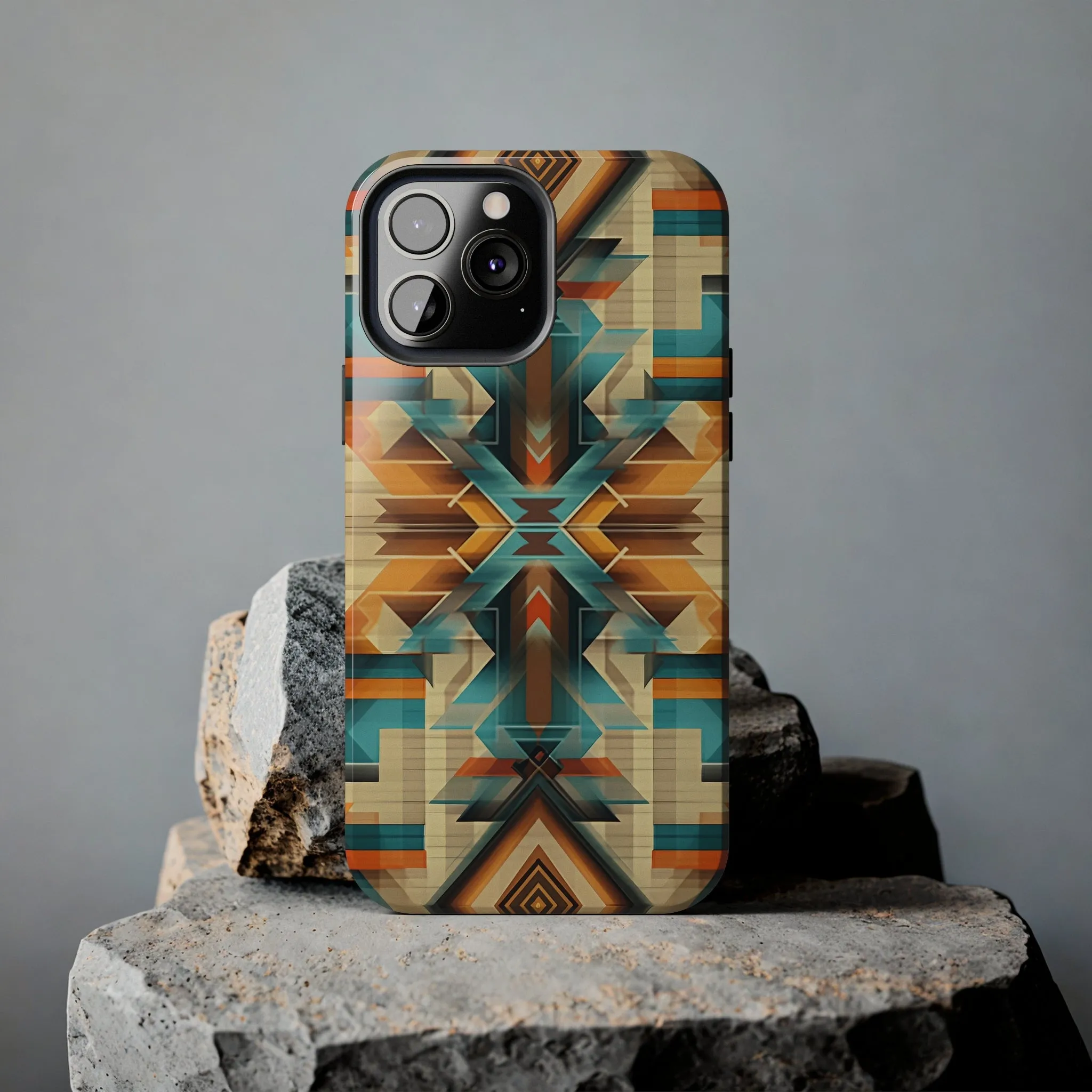 Beautiful Blue and Cream Native American Pattern Design Tough Phone Case compatible with a large variety of iPhone models, Gift, Phone Case