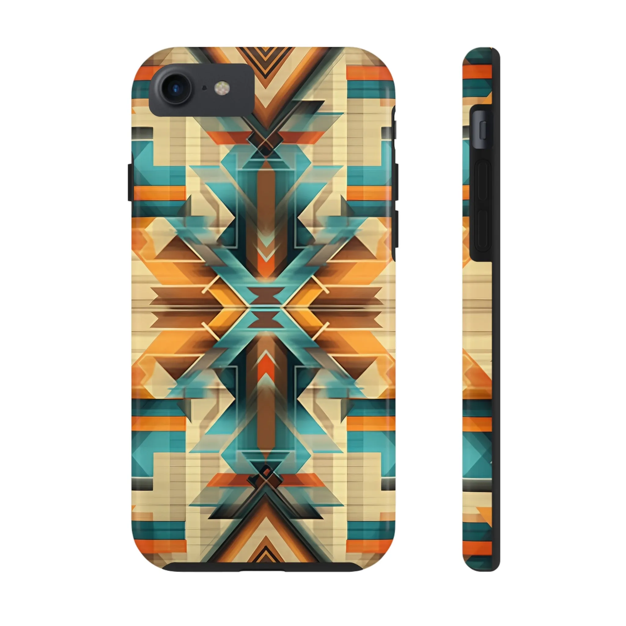 Beautiful Blue and Cream Native American Pattern Design Tough Phone Case compatible with a large variety of iPhone models, Gift, Phone Case