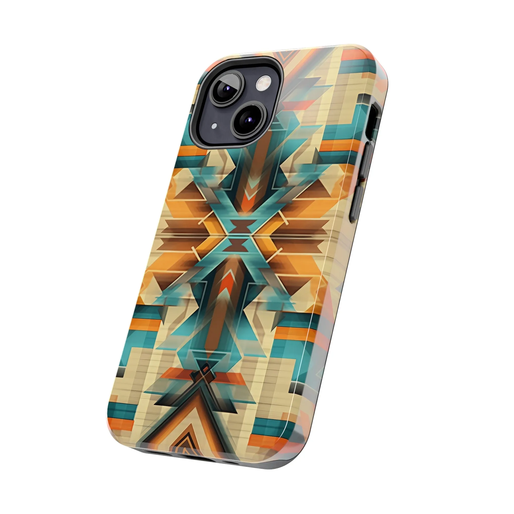 Beautiful Blue and Cream Native American Pattern Design Tough Phone Case compatible with a large variety of iPhone models, Gift, Phone Case