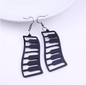 Black Piano Keyboard Earrings