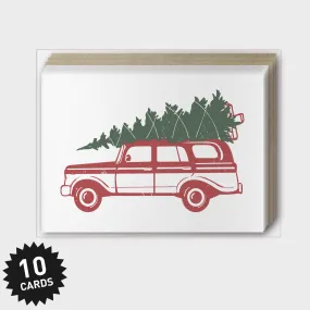 Box Set of 10 - Tree Wagon Greeting Card