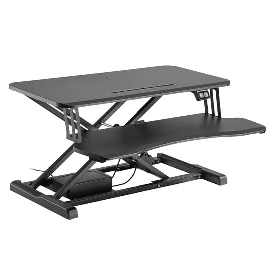 BRATECK Electric Scissor Lift Desktop Sit-Stand Workstation with Keyboard Tray Deck. Height Adjustable 156-480mm. Work Surface Size 800x400mm (LxW). weight cap. 20kgs. Black Colour.