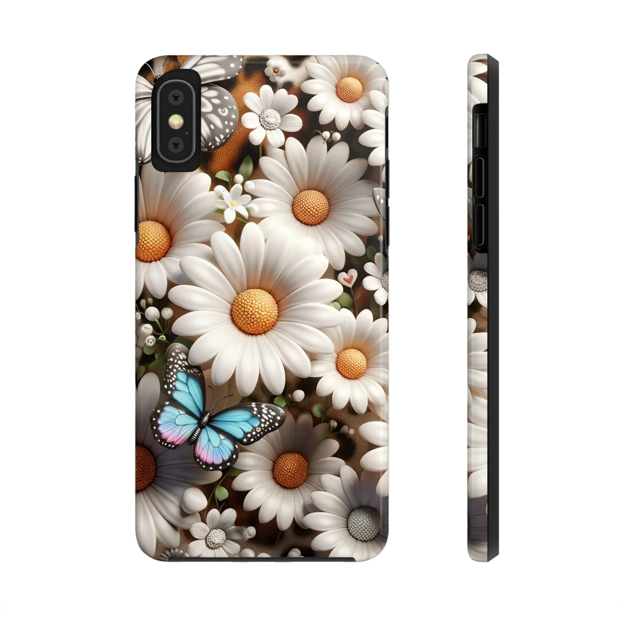 Butterflies, Leopard Print & Daisies Digital print Design Tough Phone Case compatible with a large variety of iPhone models,Gift, Phone Case